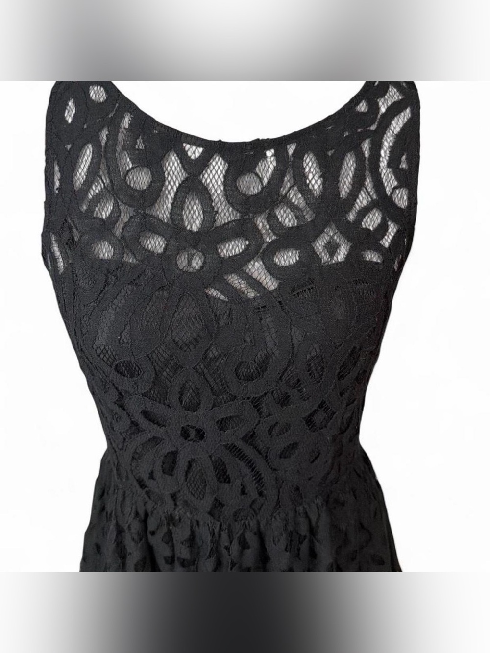 Lauren Conrad Black Lace Fit & Flare Dress - Elegant Sleeveless Design - Picture 3 of 8